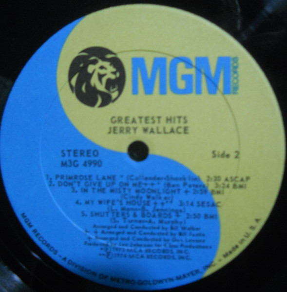 Jerry Wallace - Greatest Hits - Used Vinyl Record image 3