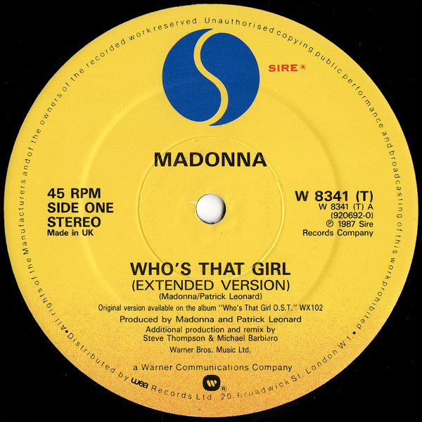 Madonna - Who's That Girl - Used Vinyl Record 12" image 3