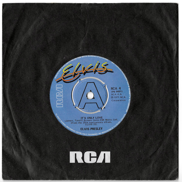 Elvis Presley - It's Only Love - Used Vinyl Record 7" image 3