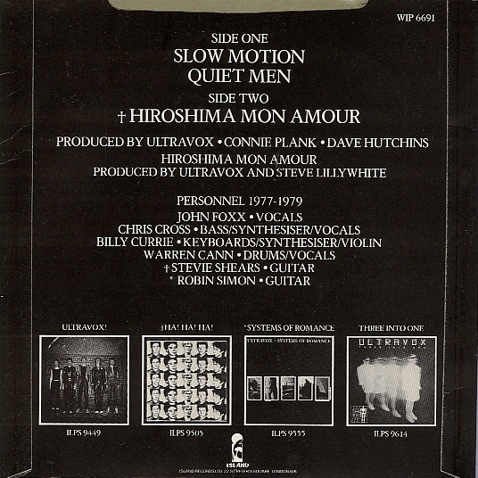 Ultravox - Slow Motion / Quiet Men / Hiroshima Mon Amour - Used Vinyl image 2