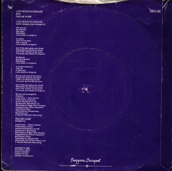 Gary Numan - Love Needs No Disguise - Used Vinyl Record 7" image 2