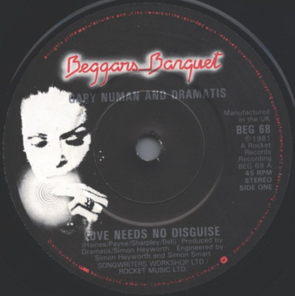 Gary Numan - Love Needs No Disguise - Used Vinyl Record 7" image 3