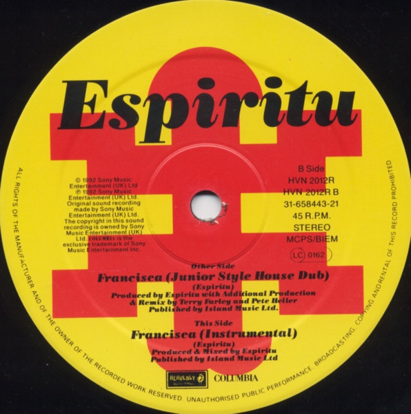 Espiritu - Francisca - Used Vinyl Record 12" image 4