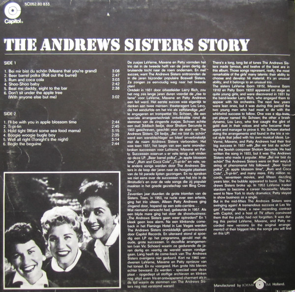 Andrews Sisters - Story - Used Vinyl Record image 2