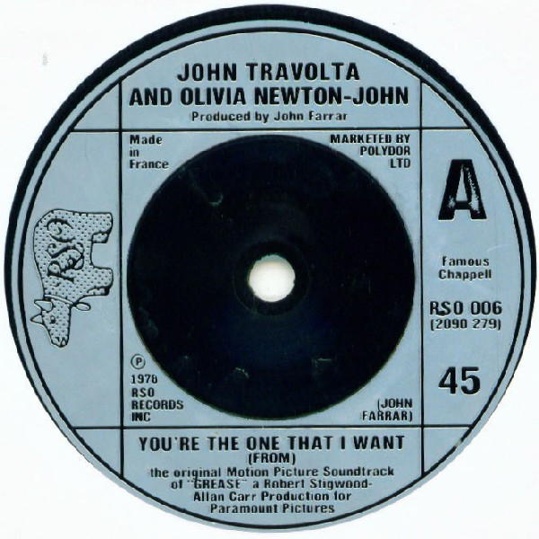 John Travolta - You're The One That I Want - Used Vinyl Record 7" image 2