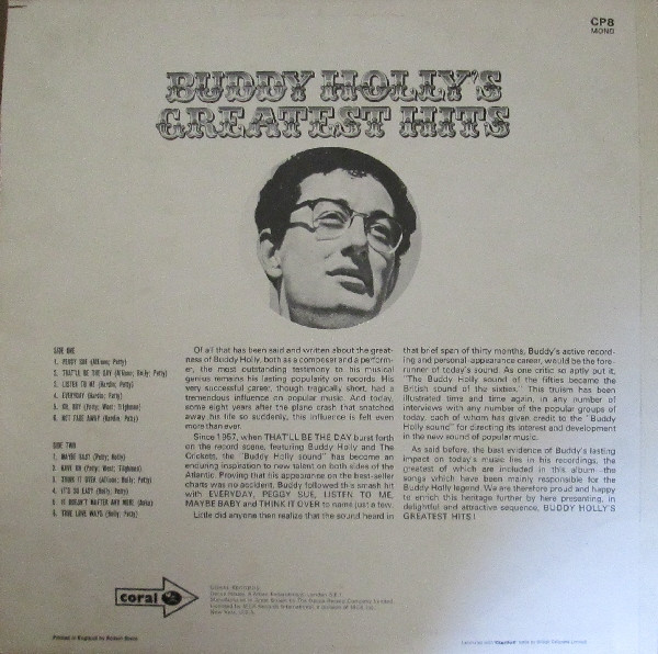 Buddy Holly - 's Greatest Hits - Used Vinyl Record image 2