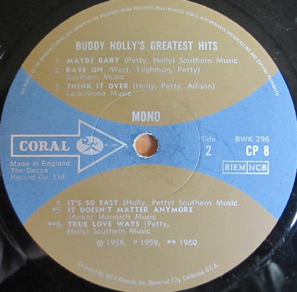 Buddy Holly - 's Greatest Hits - Used Vinyl Record image 4