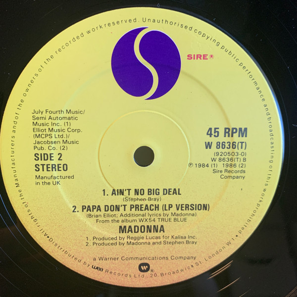 Madonna - Papa Don't Preach (Extended Version) - Used Vinyl Record 12" image 4