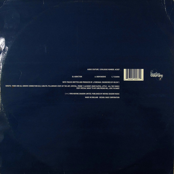 DJ Addiction - Bodyswerve - Used Vinyl Record 12" image 2
