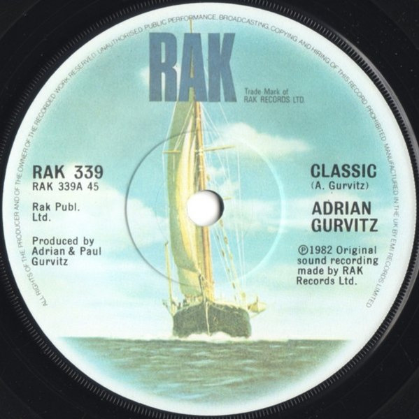 Adrian Gurvitz - Classic - Used Vinyl Record 7" image 3
