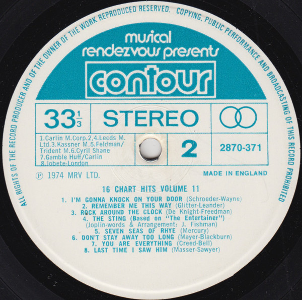 Unknown Artist - 16 Chart Hits Volume 11 - Used Vinyl Record image 4