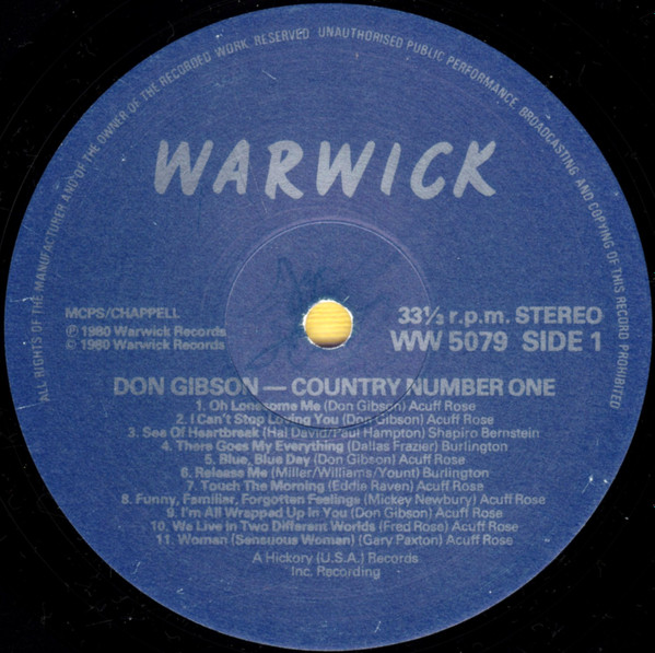 Don Gibson - Country Number One! - Used Vinyl Record image 3
