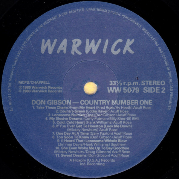 Don Gibson - Country Number One! - Used Vinyl Record image 4