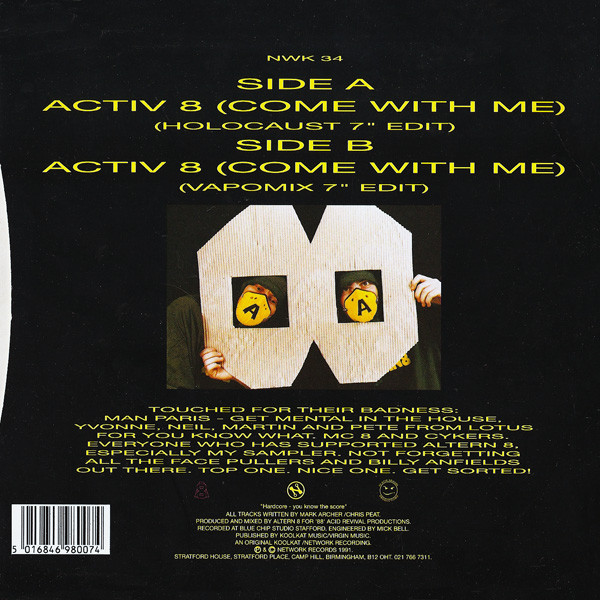 Altern 8 - Activ 8 (Come With Me) - Used Vinyl Record 7" image 2