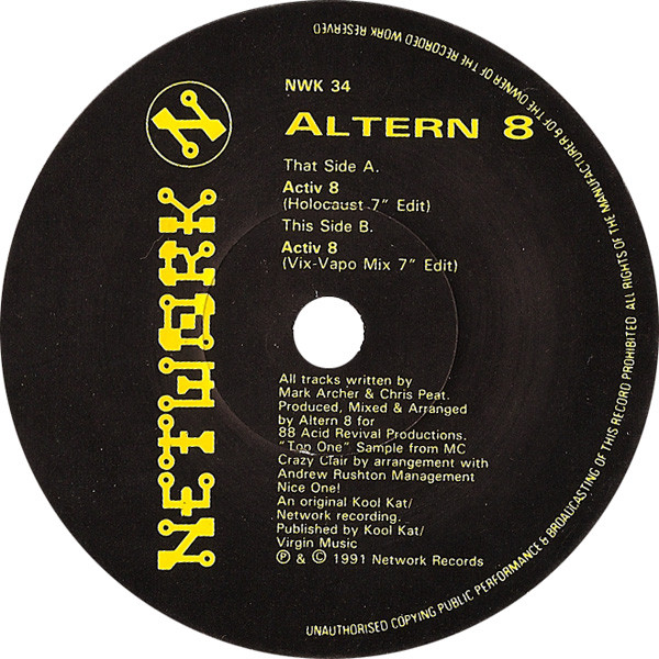 Altern 8 - Activ 8 (Come With Me) - Used Vinyl Record 7" image 4