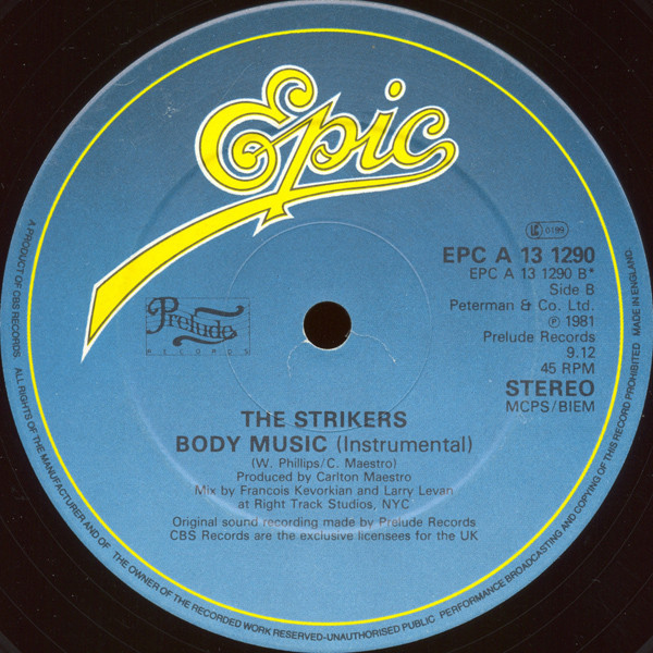 Strikers - Body Music - Used Vinyl Record 12" image 2