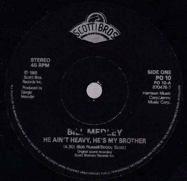 Bill Medley - He Ain't Heavy, He's My Brother - Used Vinyl Record 7" image 2