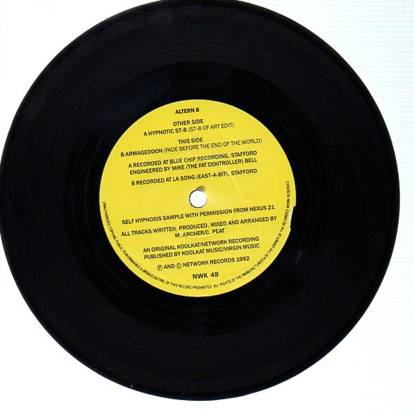 Altern 8 - Hypnotic St-8 - Used Vinyl Record 7" image 3