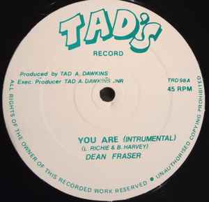 Dean Fraser - You Are (Instrumental) - Used Vinyl Record 12" image 1