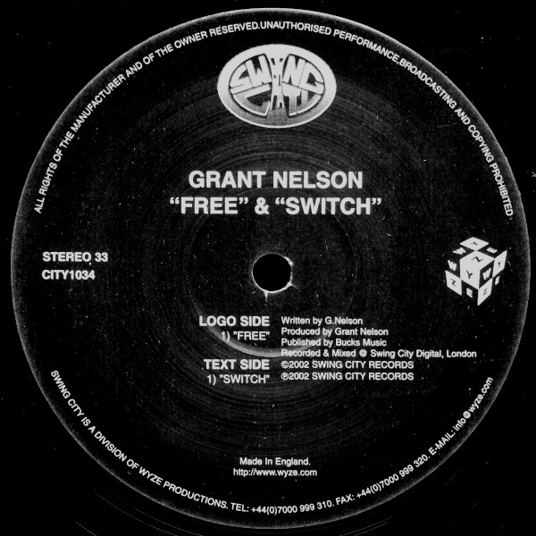 Grant Nelson - Free & Switch - Used Vinyl Record 12" image 4