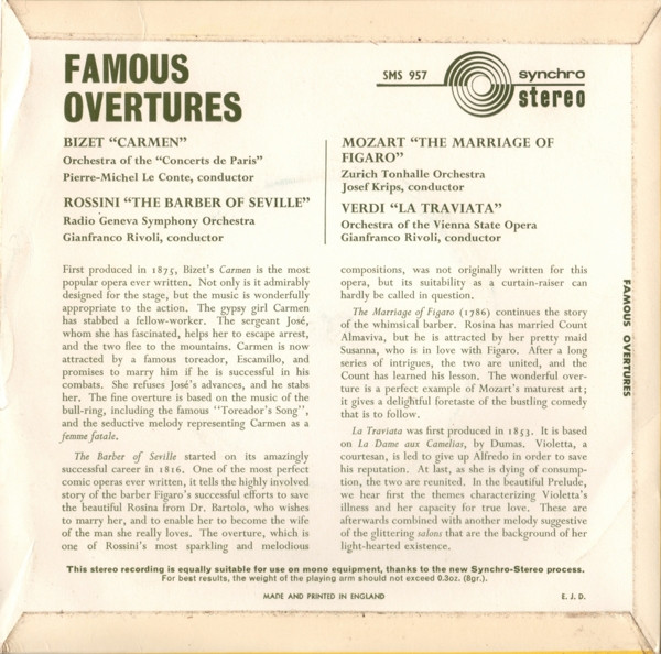 Georges Bizet : Wolf - Famous Overtures - Used Vinyl Record 7" image 2