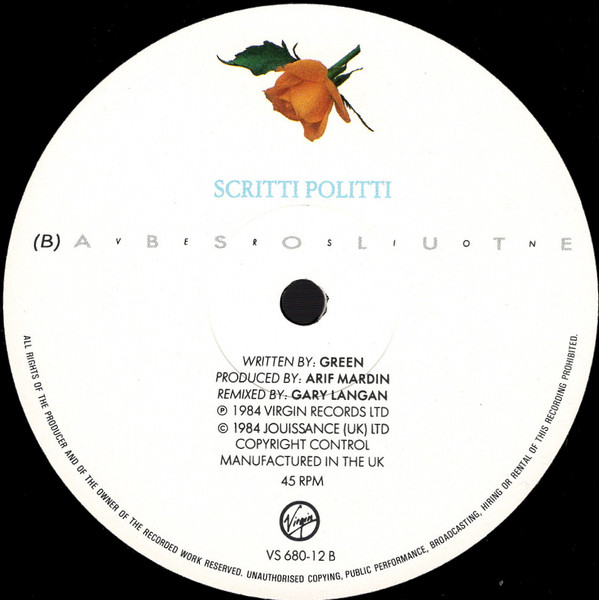 Scritti Politti - Absolute - Used Vinyl Record 12" image 4