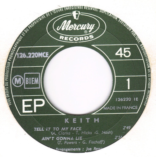 Keith - Tell It To My Face - Used Vinyl Record 7" image 3