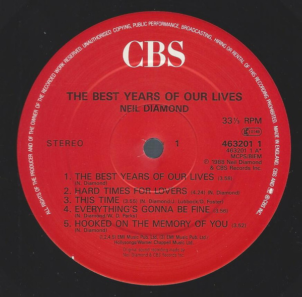 Neil Diamond - Best Years Of Our Lives - Used Vinyl Record image 3