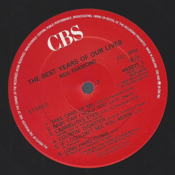 Neil Diamond - Best Years Of Our Lives - Used Vinyl Record image 4