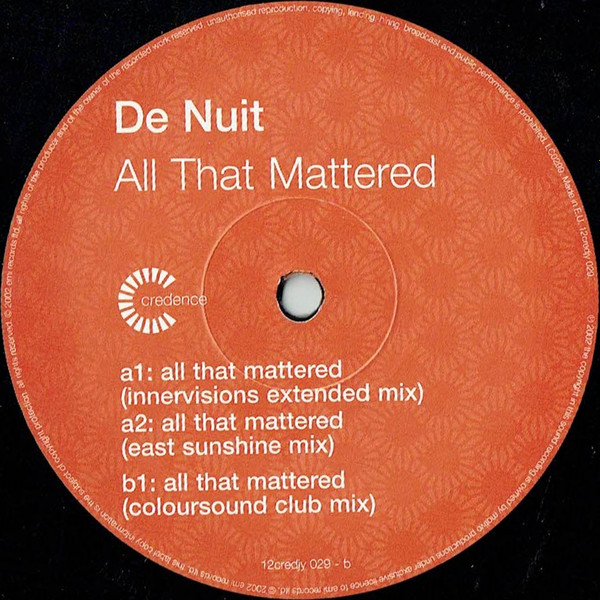 De Nuit - All That Mattered - Used Vinyl Record 12" image 4
