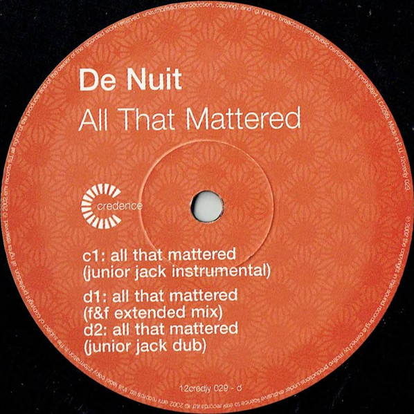 De Nuit - All That Mattered - Used Vinyl Record 12" image 6
