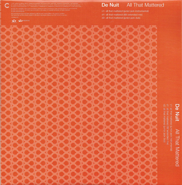 De Nuit - All That Mattered - Used Vinyl Record 12" image 8