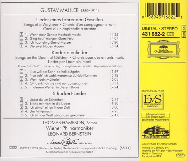 Gustav Mahler - Lieder Eines Fahrenden Gesellen, Kindertotenlieder, R image 2
