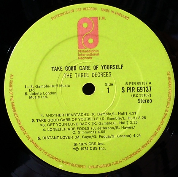 Three Degrees - Take Good Care Of Yourself - Used Vinyl Record image 3