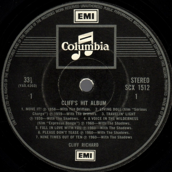 Cliff Richard - Cliff's Hit Album - Used Vinyl Record image 3