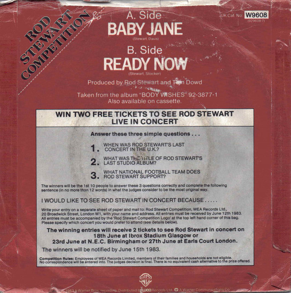 Rod Stewart - Baby Jane - Used Vinyl Record 7" image 2