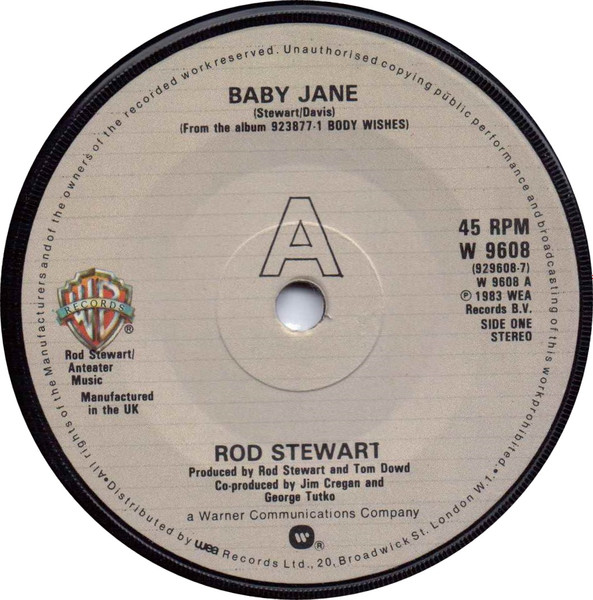 Rod Stewart - Baby Jane - Used Vinyl Record 7" image 3