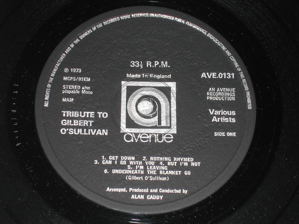 Alan Caddy - Produces The Sound Of Gilbert O'Sullivan - Used Vinyl R image 3