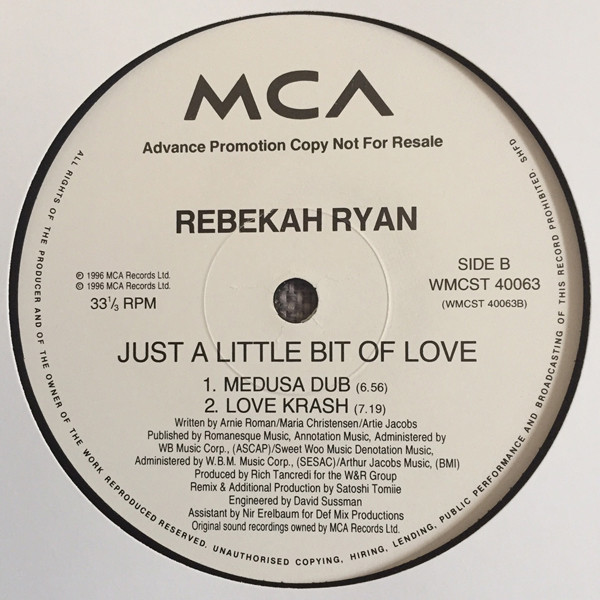Rebekah Ryan - Just A Little Bit Of Love (Promo 1) - Used Vin image 3