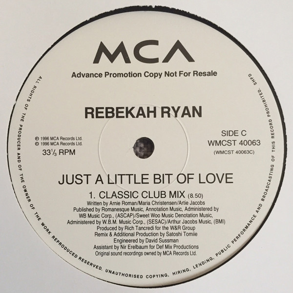 Rebekah Ryan - Just A Little Bit Of Love (Promo 1) - Used Vin image 4