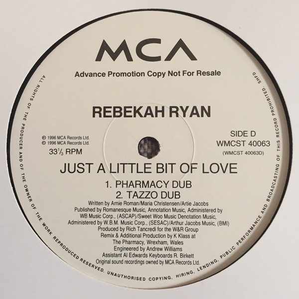 Rebekah Ryan - Just A Little Bit Of Love (Promo 1) - Used Vin image 5