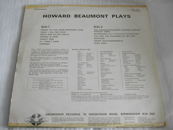 Howard Beaumont - Plays - Used Vinyl Record image 2
