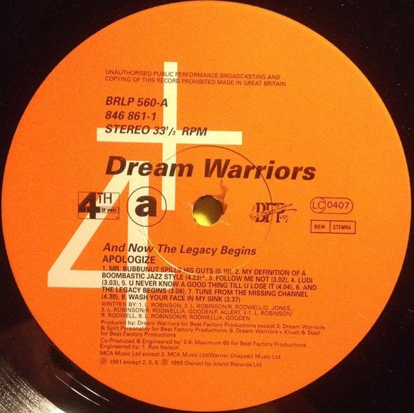 Dream Warriors - And Now The Legacy Begins - Used Vinyl Record image 3