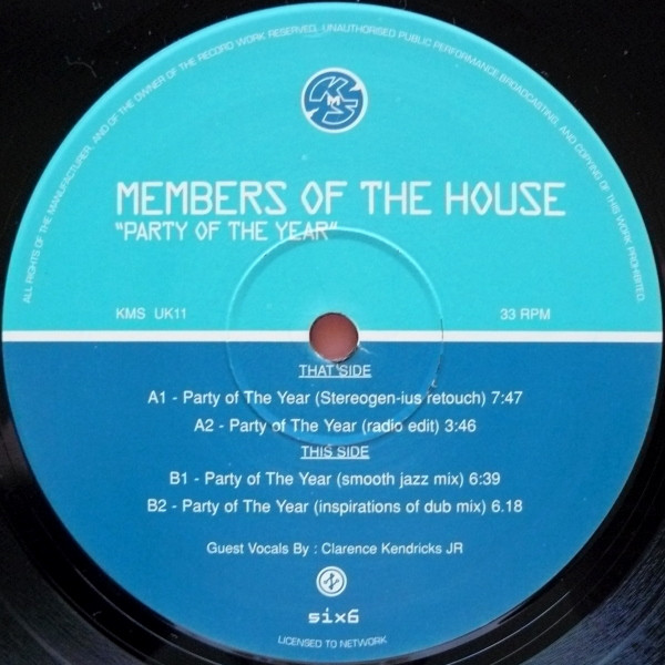 Members Of The House - Party Of The Year - Used Vinyl Record 12" image 2