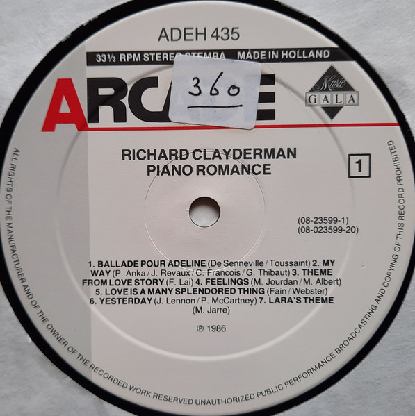 Richard Clayderman - Piano Romance - Used Vinyl Record image 3