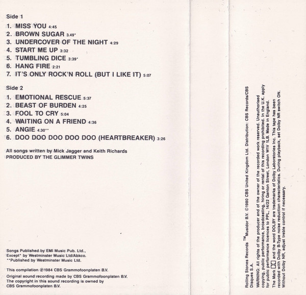 Rolling Stones - Rewind (1971-1984) - Used Cassette image 3