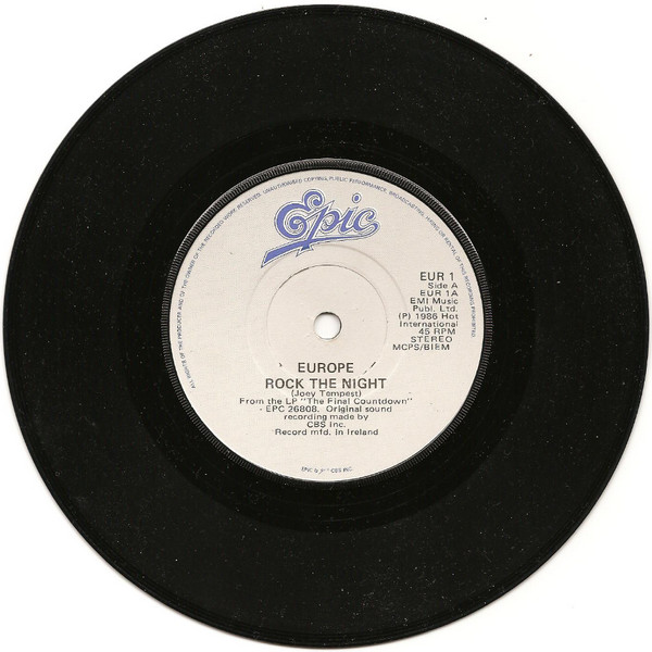 Europe - Rock The Night - Used Vinyl Record 7" image 2
