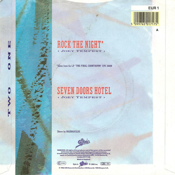 Europe - Rock The Night - Used Vinyl Record 7" image 4