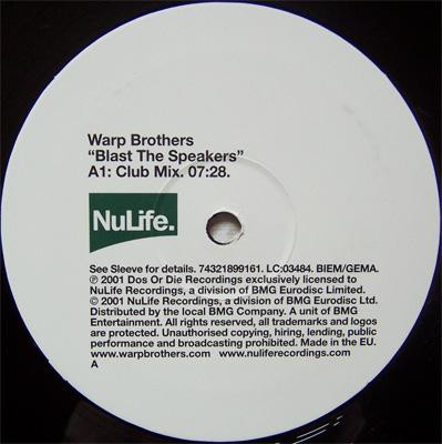Warp Brothers - Blast The Speakers - Used Vinyl Record 12" image 2
