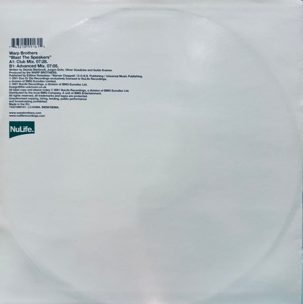 Warp Brothers - Blast The Speakers - Used Vinyl Record 12" image 4